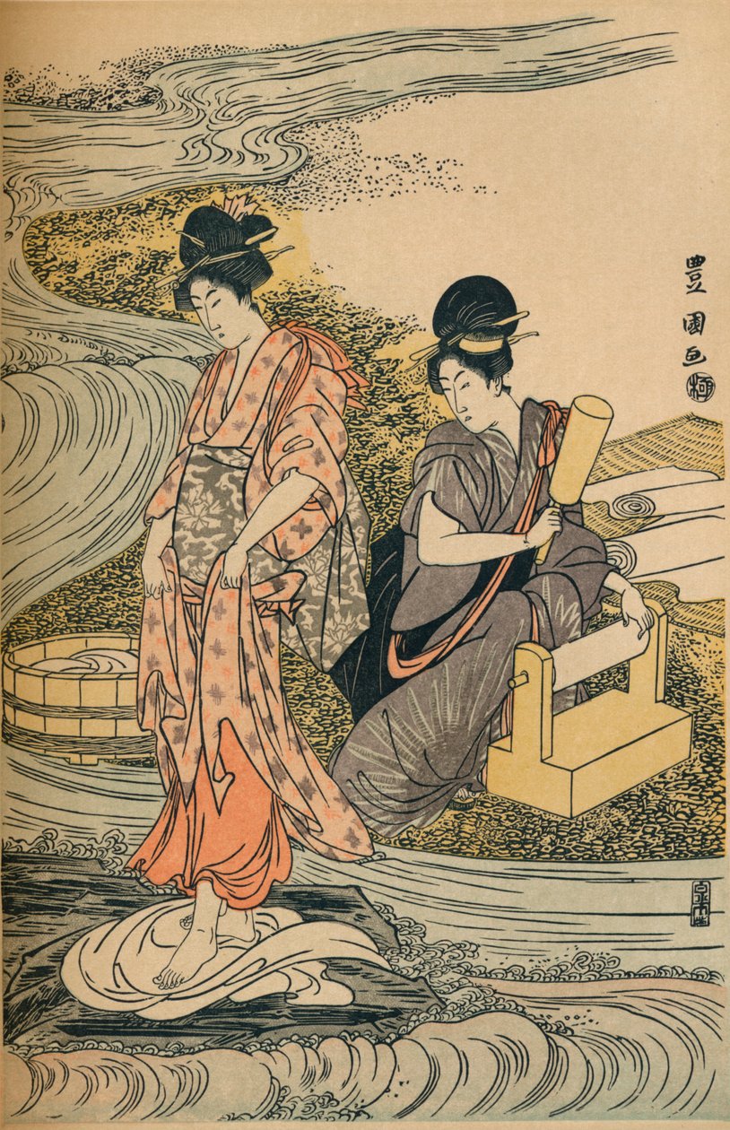 Wäsche waschen, um 1800 von Utagawa Toyokuni