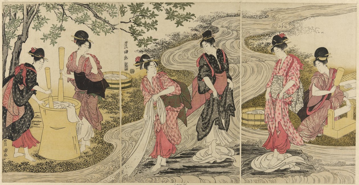 Wäsche im Bach waschen von Utagawa Toyokuni I