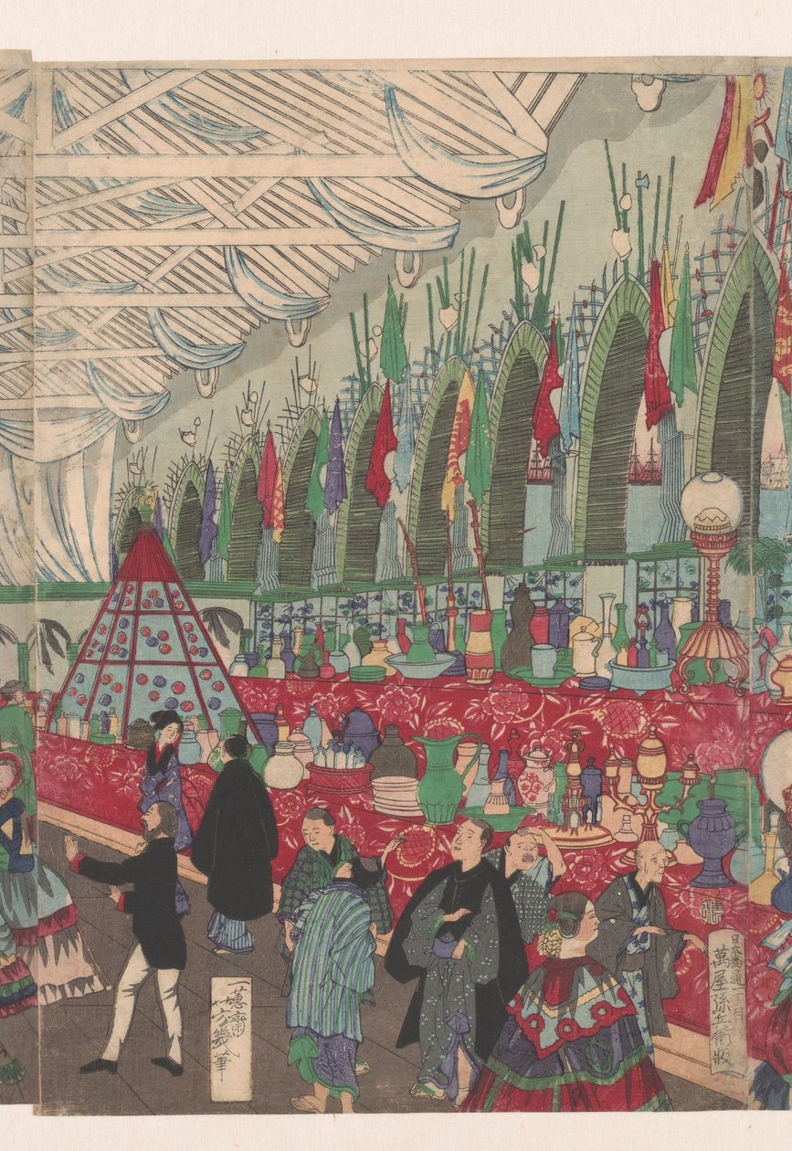 Ein florierendes englisches Handelshaus in Yokohama von Utagawa Yoshiiku
