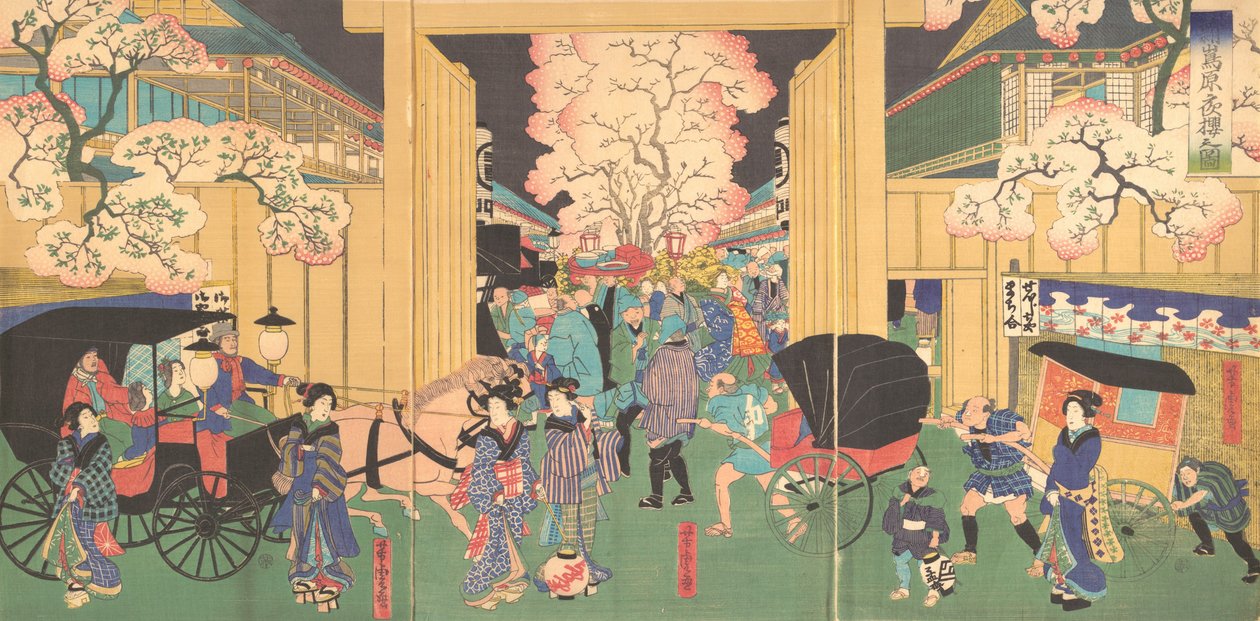 Kirschen bei Nacht in Neu Shimabara, 19. Jahrhundert von Utagawa Yoshitora