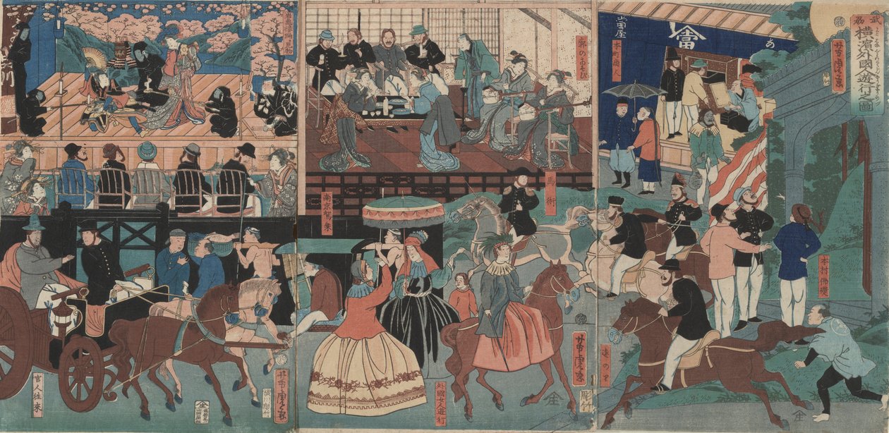 Ausländer auf Tour in Yokohama von Utagawa Yoshitora