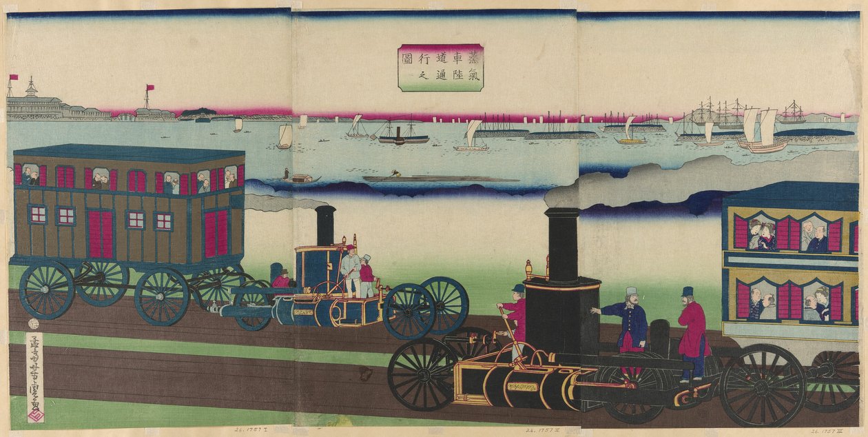 Bild von Dampflokomotiven auf Reisen von Utagawa Yoshitora
