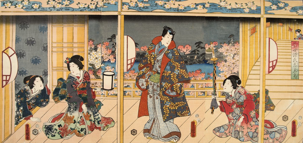 Szene aus Genji Monogatari (Erzählung von Genji) von Murasaki Shibuku (geb. 978) ca. 1860 von Utagawa and Toyokuni Kuniyoshi