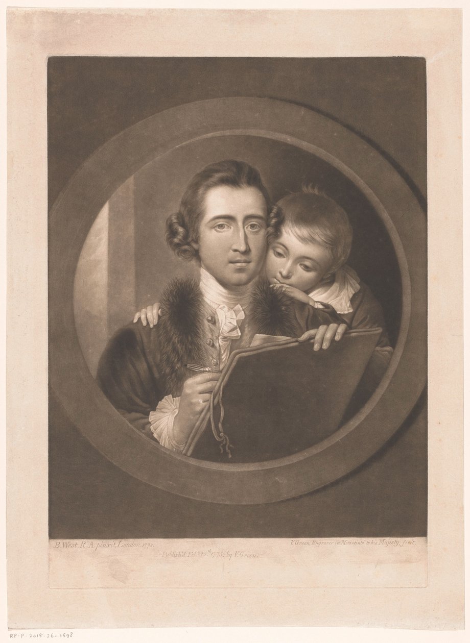 Porträt des Künstlers Benjamin West mit seinem Sohn Raphael von Valentine Green
