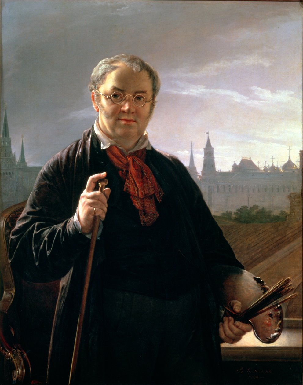 Selbstporträt am Fenster mit Blick auf den Kreml, 1846 von Vasili Andreevich Tropinin