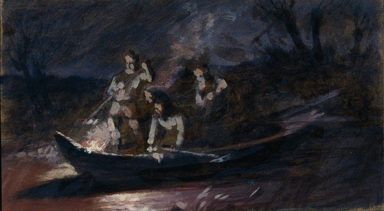 Nachtspeerenfischen, 1870er Jahre von Vasili Grigorevich Perov
