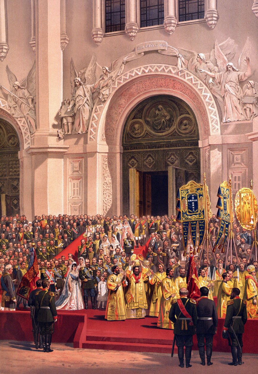 Das kaiserliche Paar verlässt die Erlöserkathedrale (aus dem Krönungsalbum) von Vasili Petrovich Vereshchagin