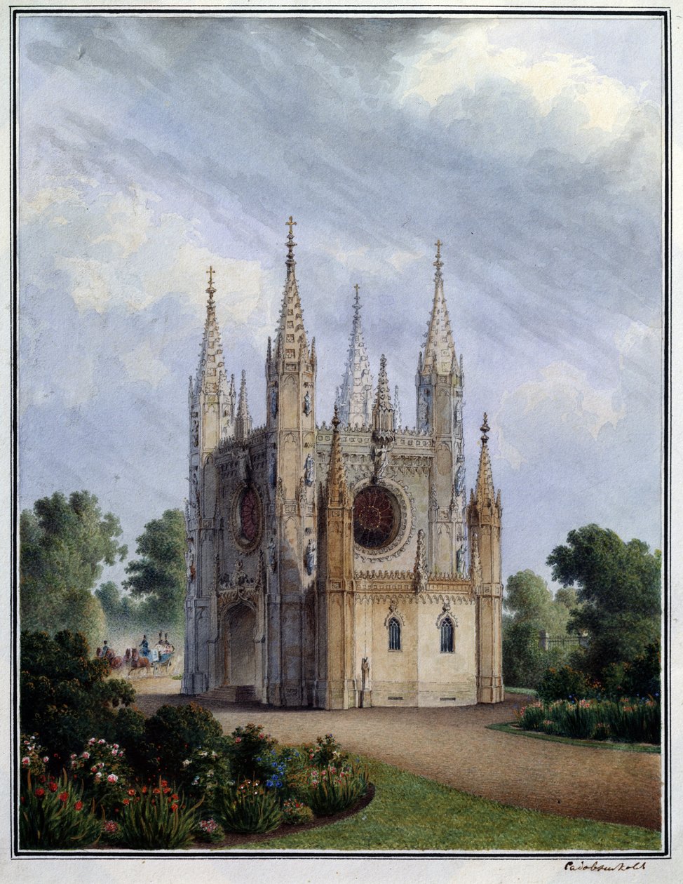 Die gotische Kirche von Peterhof (Russland) von Vasili Semenovich Sadovnikov