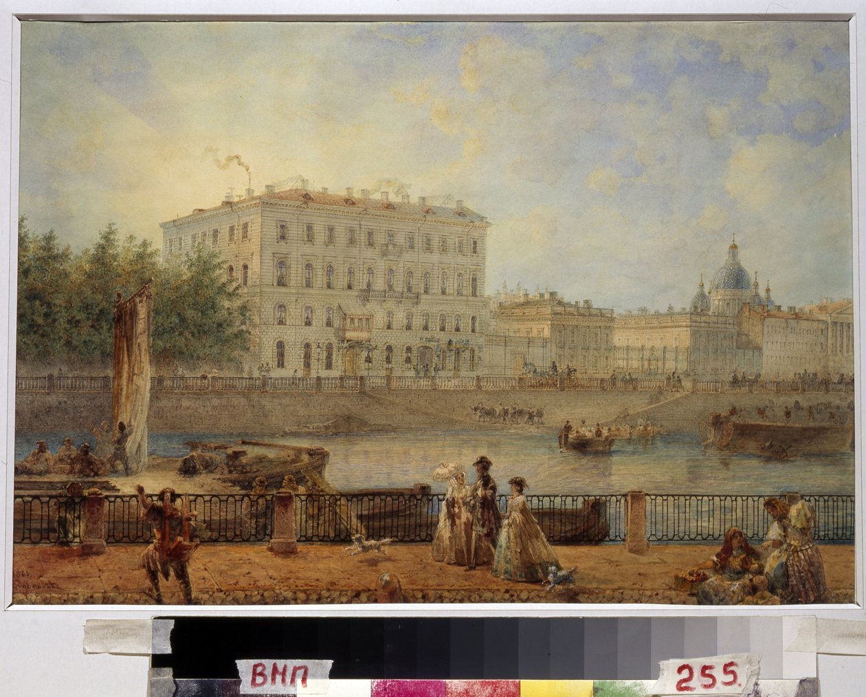 Sankt Petersburg. Blick auf die Fontanka und das Derzhavin-Haus von Vasili Semenovich Sadovnikov