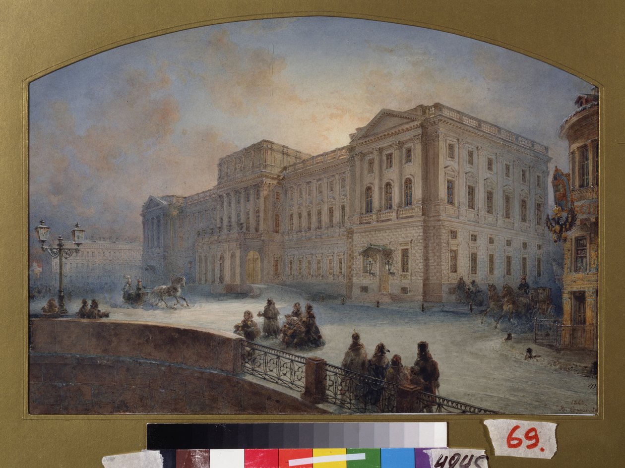 Ansicht des Marlinsky-Palastes im Winter von Vasili Semenovich Sadovnikov