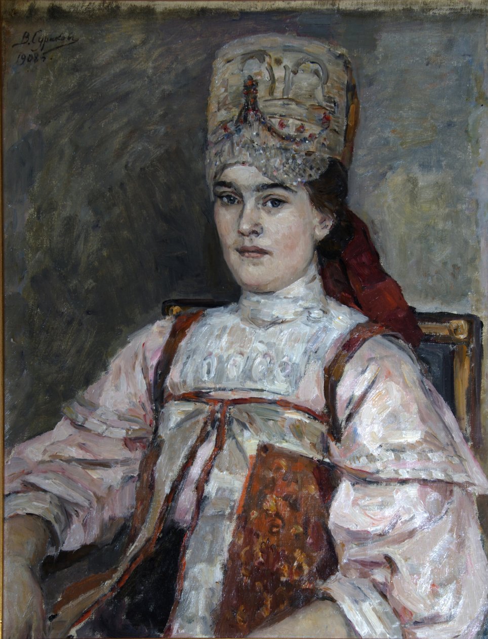 Porträt von Natalia Fyodorovna Matveyeva, 1908 von Vasilij Ivanovic Surikov