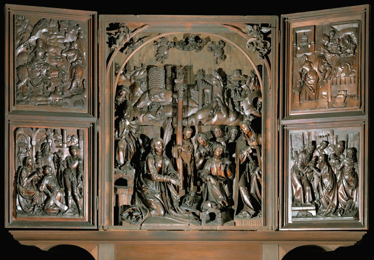 Altar der Heiligen Maria. Linke Tafeln: Flucht nach Ägypten von Veit or Wit Stoss