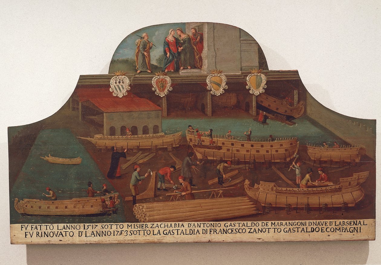 Schild der Zunft der Schiffszimmerei im Arsenale von Venedig von Venetian School