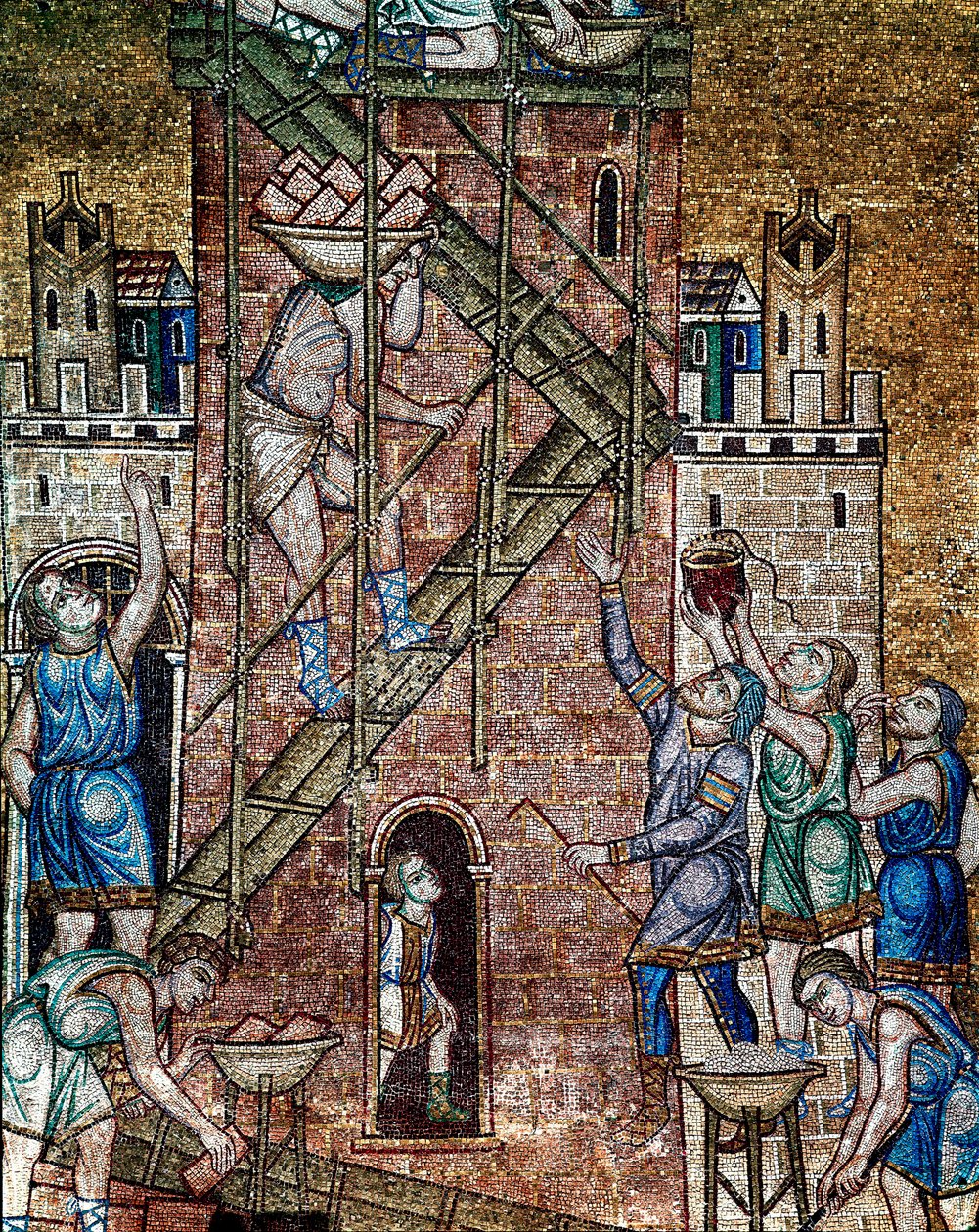 Byzantinische Architektur: Der Bau des Turms von Babel von Veneto Byzantine School