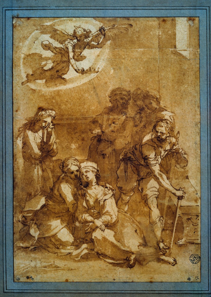 Der Tod der hl. Cäcilia (Vorbereitungszeichnung) von Ventura di Arcangelo Salimbeni