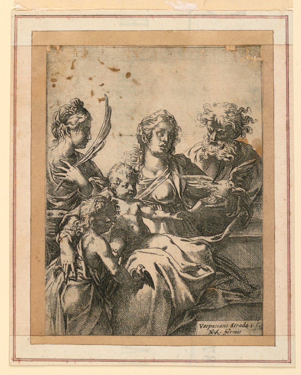 Die Jungfrau und das Kind mit den Heiligen Elisabeth, Josef und dem jungen Johannes dem Täufer von Vespasiano Strada