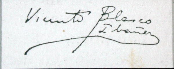 Unterschrift des Romanautors von Vicente Blasco Ibanez
