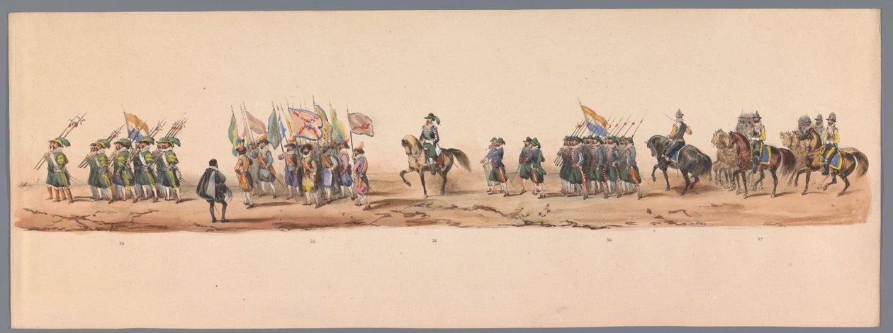 Historischer Umzug zum zweihundertjährigen Jubiläum der Universität Utrecht, 1836 (Tafel 9) von Victor Adam