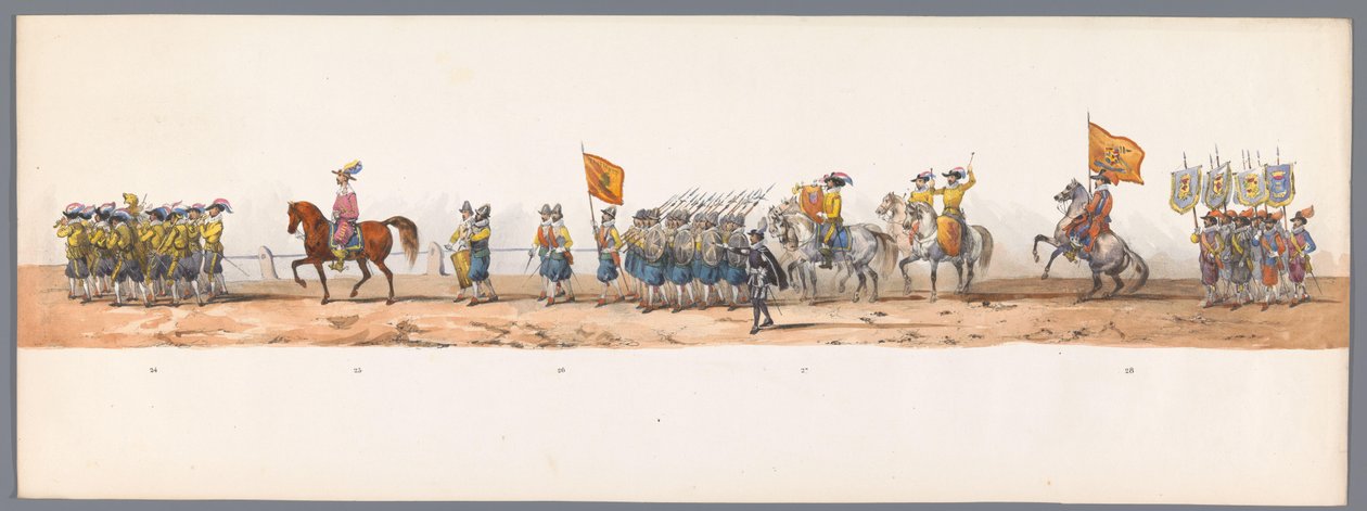 Historischer Umzug zum zweihundertjährigen Jubiläum der Universität Utrecht, 1836 (Platte 7) von Victor Adam