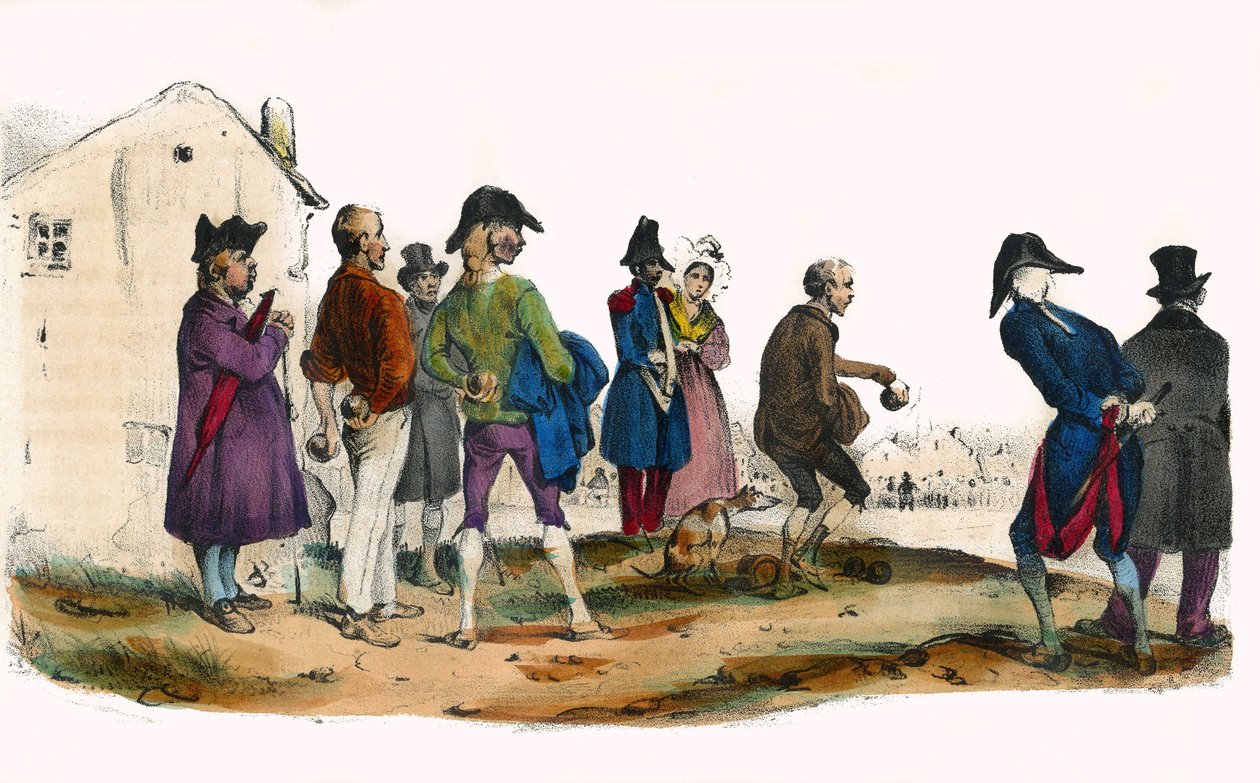 Martin, der Ballspieler. In „Album Grotesque, Auswahl herausragender Typen“, Illustrationen von Victor Adam, Paris, um 1850. von Victor Adam