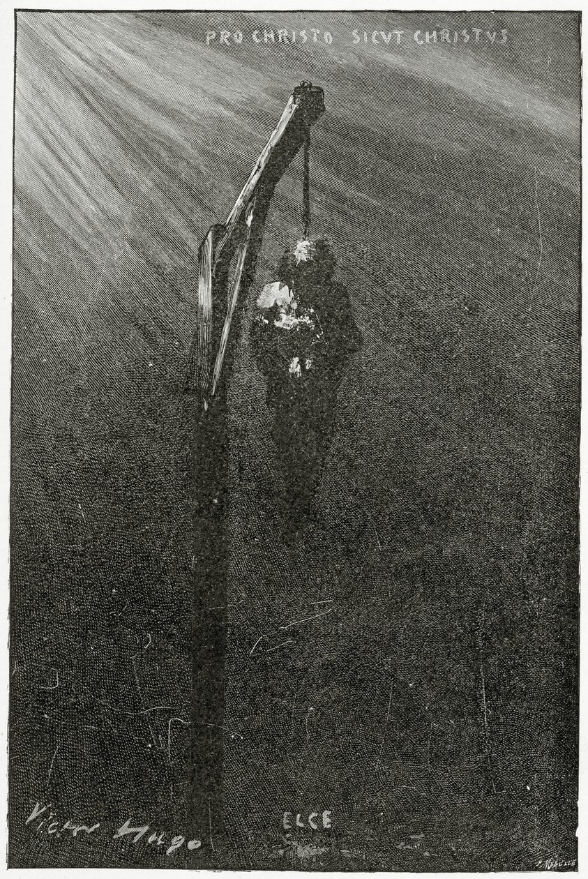 Die Hinrichtung von John Brown, 19. Jahrhundert (Schwarz-Weiß-Stich) von Victor Hugo