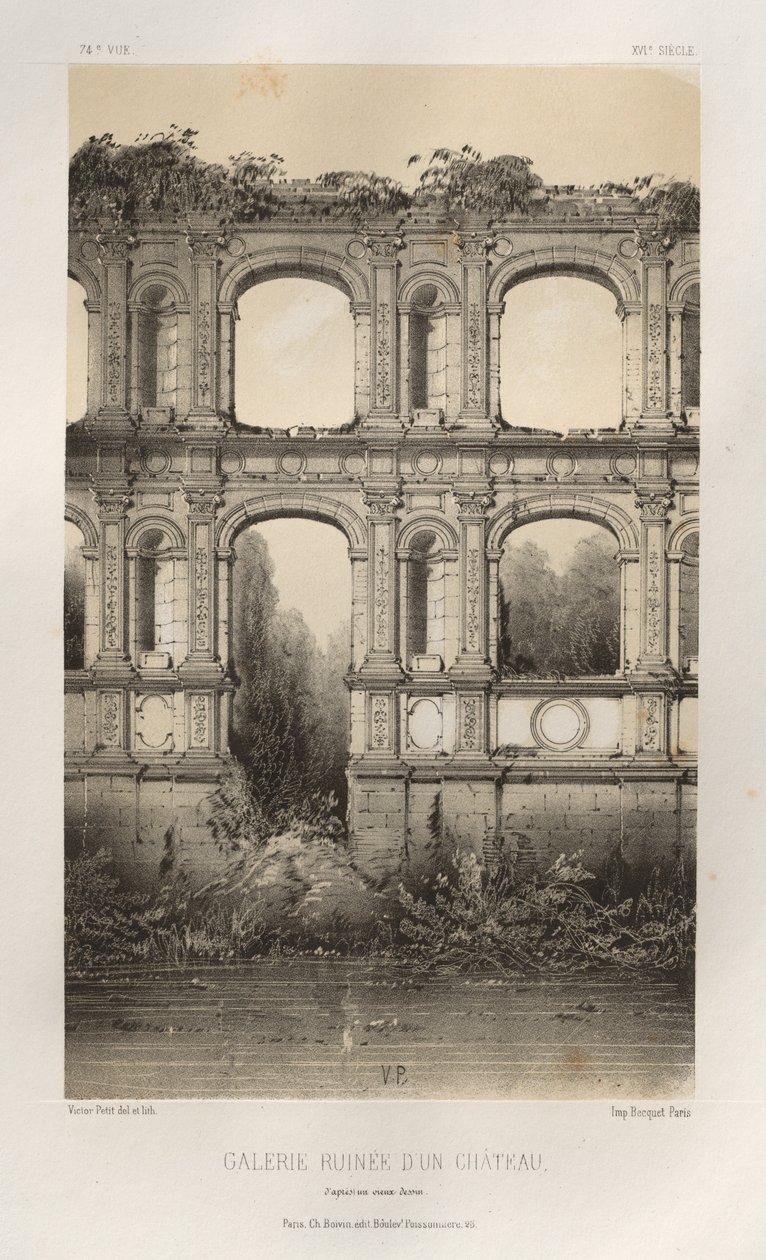 Ruinen einer Galerie eines Schlosses, nach einer alten Zeichnung von Victor Petit