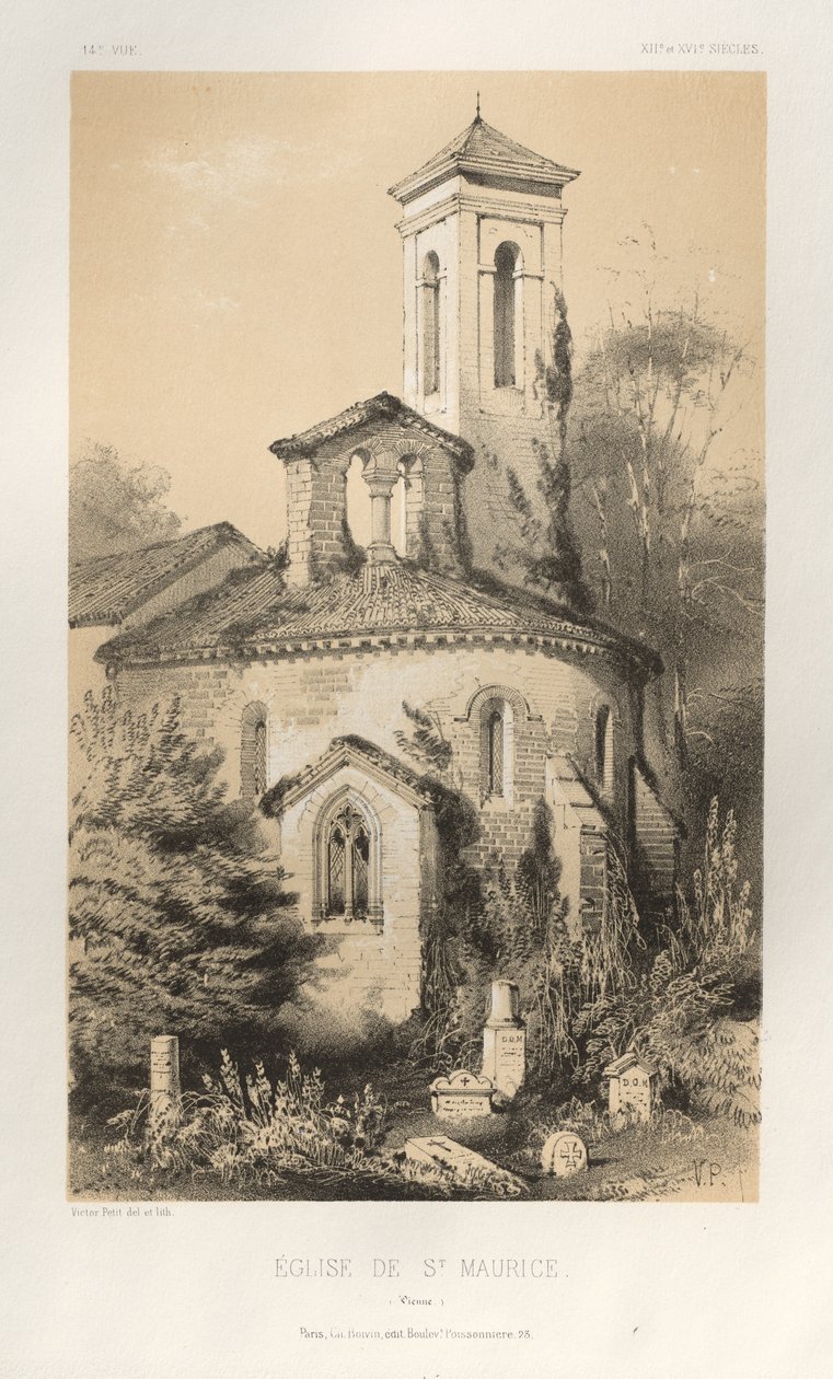 Architektur Pittoresque oder Denkmäler des 15. und 16. Jahrhunderts: Schlösser Frankreichs des 15. und 16. Jahrhunderts: Pl. 14, Kirche von St. Maurice (Vienne) von Victor Petit