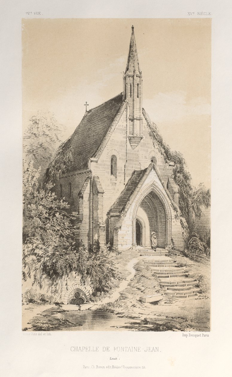 Architektur Pittoresque oder Denkmäler des 15. und 16. Jahrhunderts: Schlösser Frankreichs des 15. und 16. Jahrhunderts: Pl. 22, Kapelle von Fontaine-Jean (Loiret) von Victor Petit