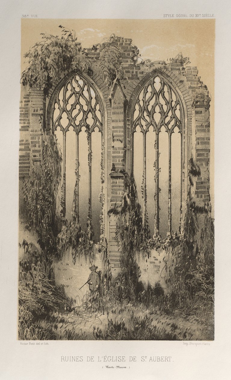 Ruinen der Kirche von St. Aubert Haute-Marne, 1860 von Victor Petit