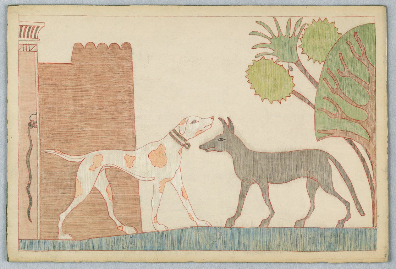 Der Hund und der Wolf, Illustration zu Äsops Fabeln von Victor Wilbour