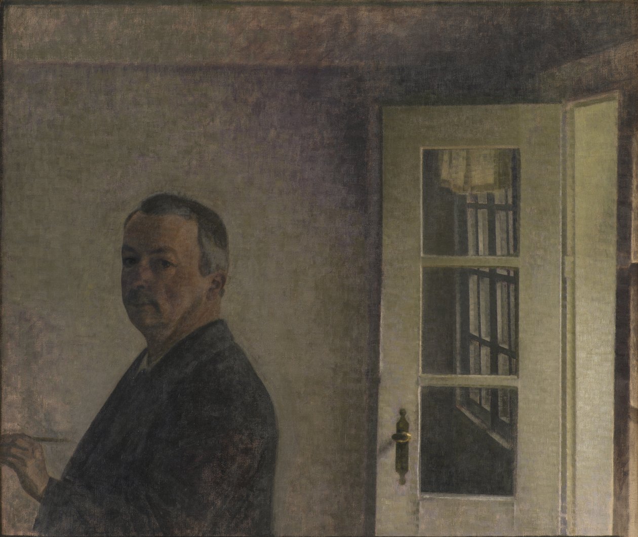 Selbstporträt. Das Cottage Spurveskjul in Sorgenfri, nördlich von Kopenhagen von Vilhelm Hammershøi