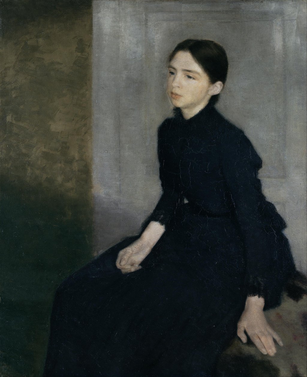 Porträt einer jungen Frau, die Schwester des Künstlers Anna Hammershoi von Vilhelm Hammershoi