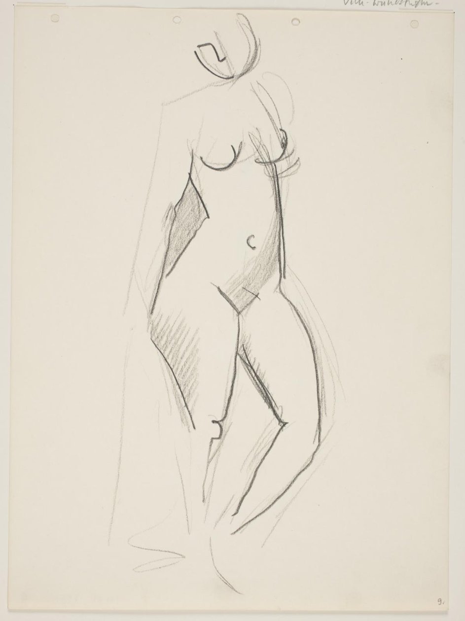 Stehende nackte Frau, nach rechts gewandt, Draperie in der Hand von Vilhelm Lundstrøm