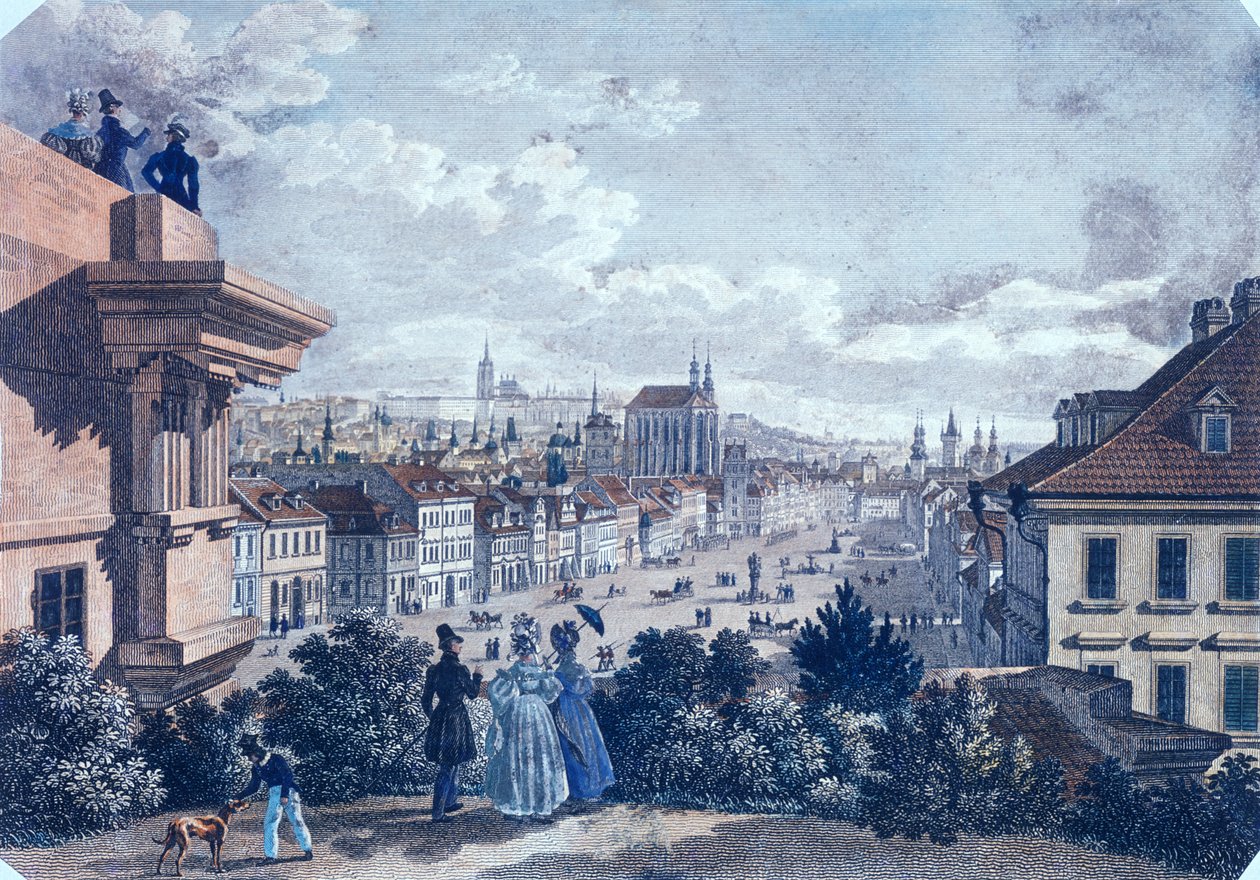 Pferdemarkt auf dem Wenzelsplatz, Prag, 1835 von Vincenc and Geissler, F. Morstadt