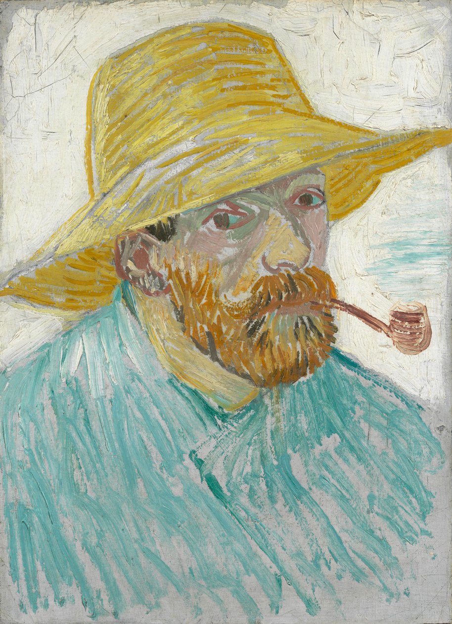 Selbstporträt mit Pfeife und Strohhut von Vincent van Gogh