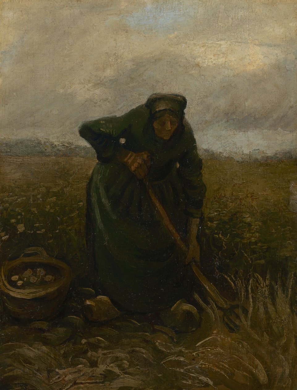 Frau hebt Kartoffeln von Vincent van Gogh