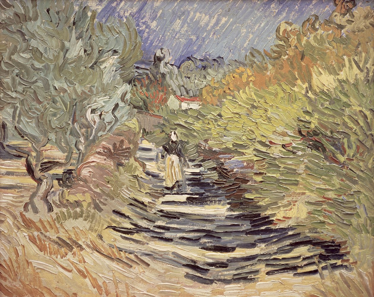 Eine Straße in St. Remy mit weiblichen Figuren, 1889 von Vincent van Gogh