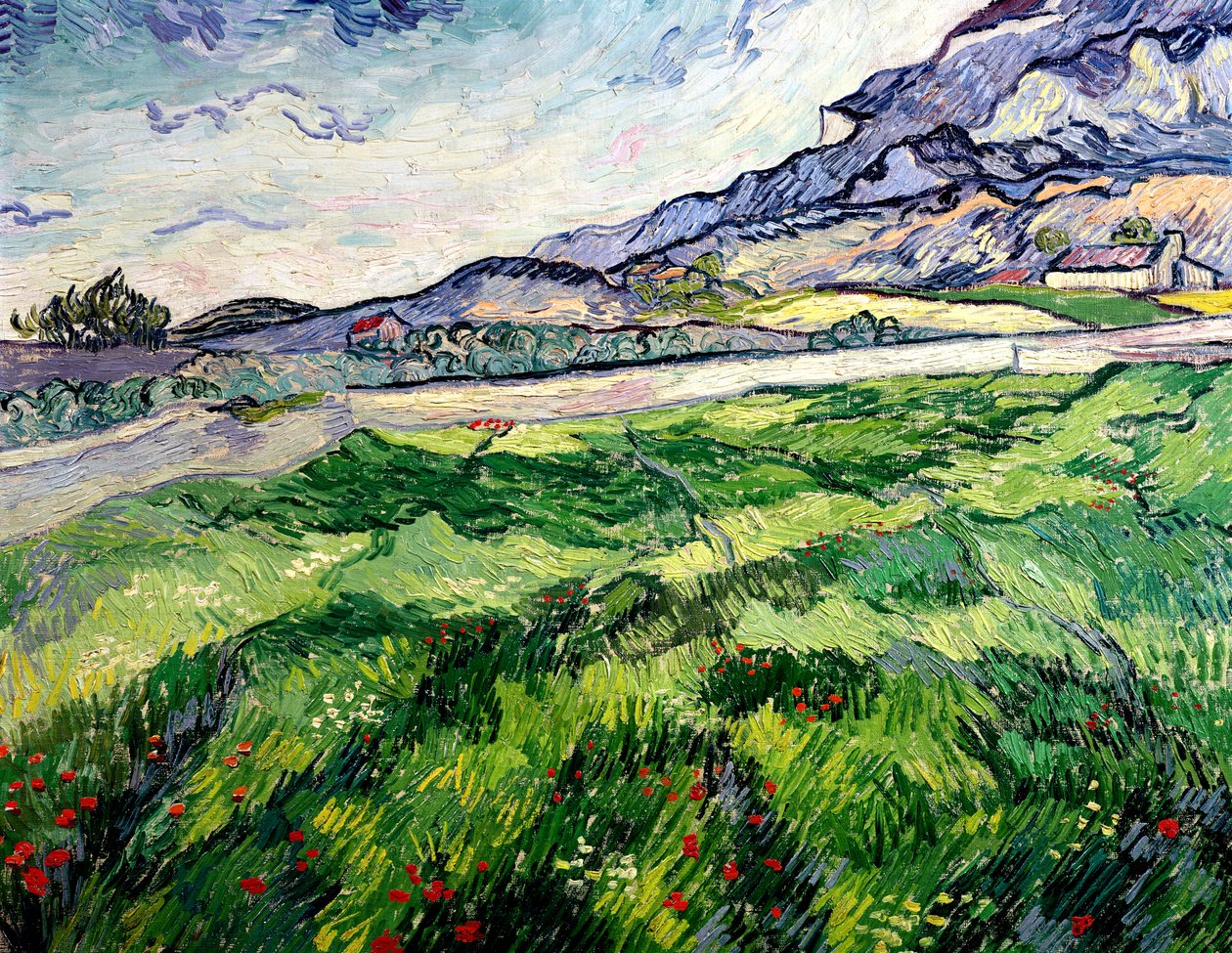 Das grüne Weizenfeld hinter dem Asyl, 1889 von Vincent van Gogh