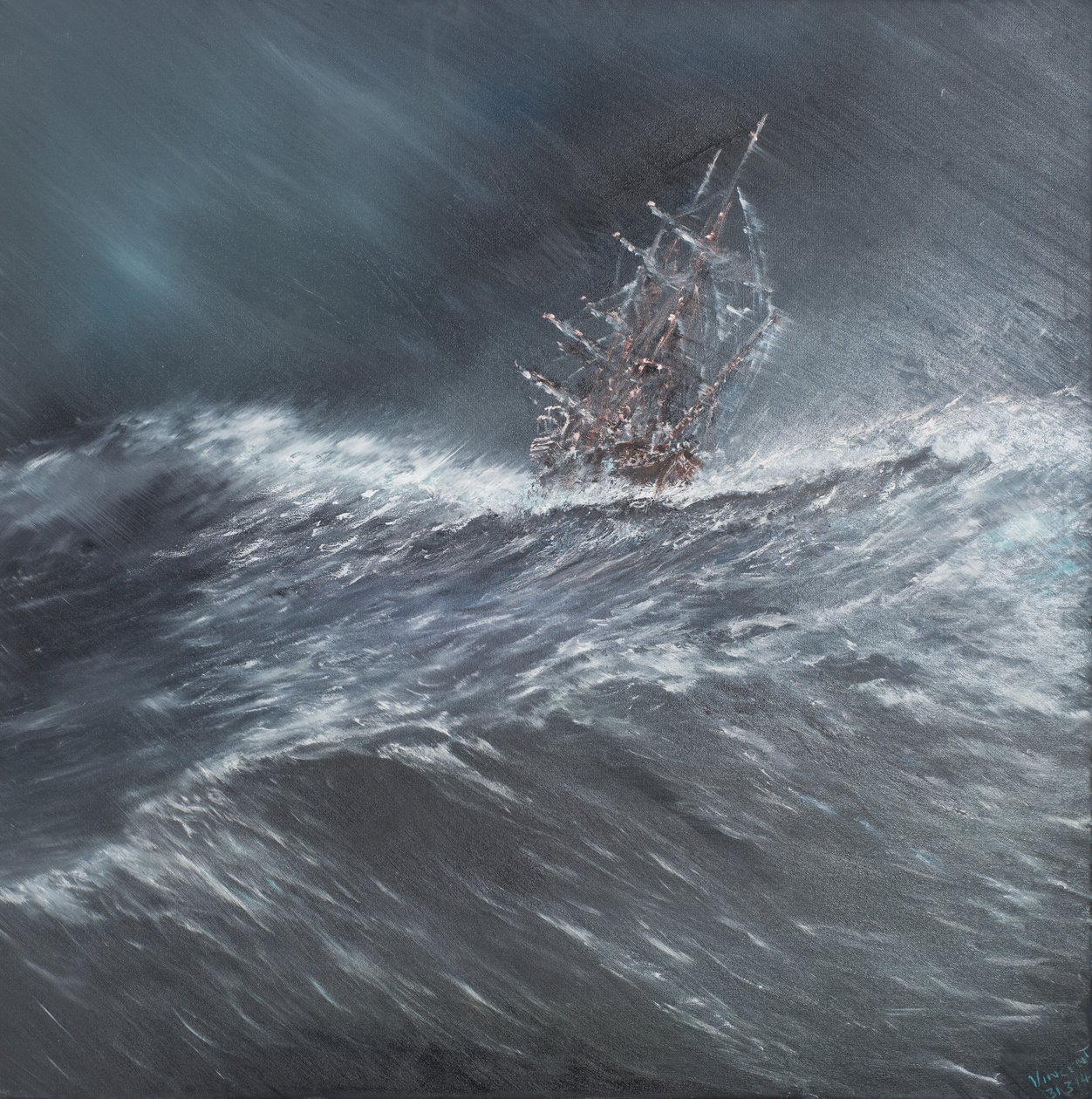 Beagle in einem Sturm vor Kap Hoorn, 24. Dezember 1832 von Vincent Alexander Booth