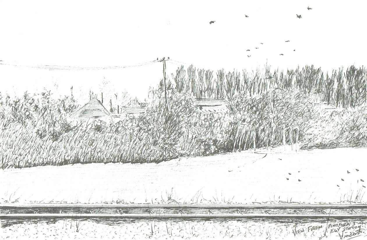 Blick vom Bahnsteig 3 auf den Bahnhof Ely, 2005 von Vincent Alexander Booth