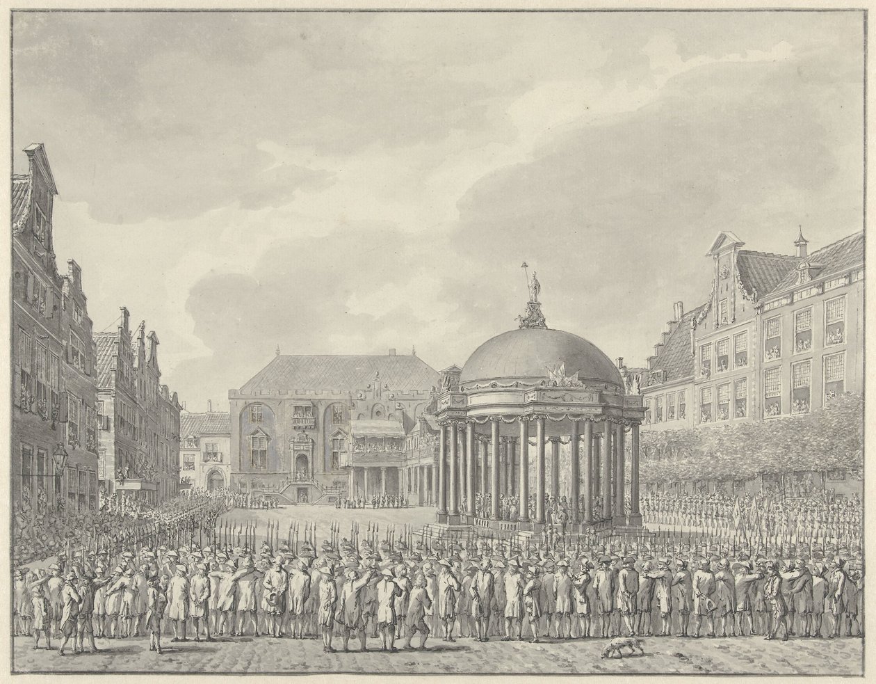 Vereidigung des Regierungsreglements auf dem Grote Markt in Haarlem, 5. September 1787 von Vincent Jansz. van der Vinne (signed by artist)