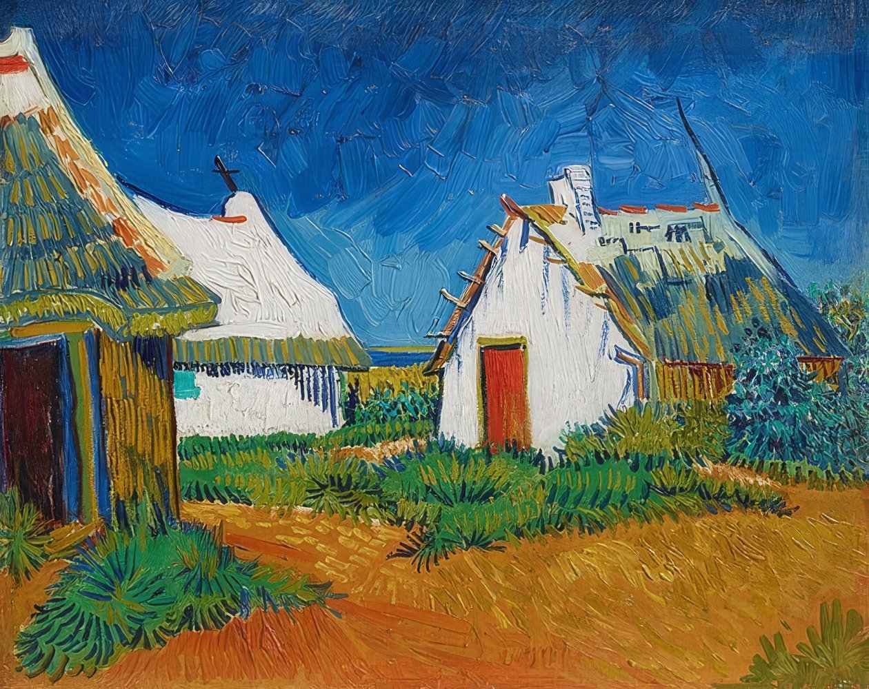 Drei weiße Hütten in Saintes-Maries von Vincent van Gogh