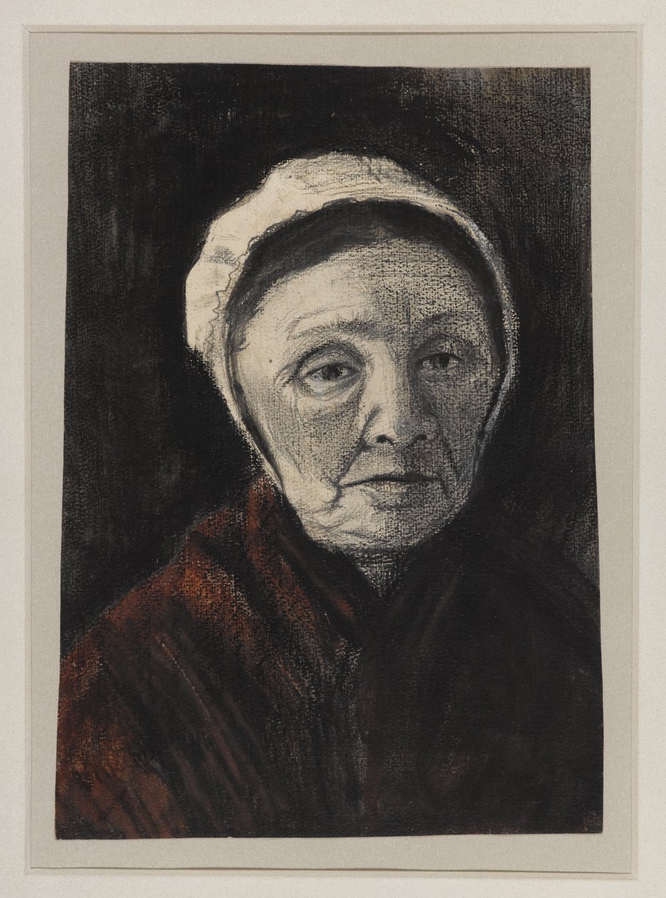Kopf einer alten Frau in einer Scheveninger Kappe, 1882-83 von Vincent van Gogh
