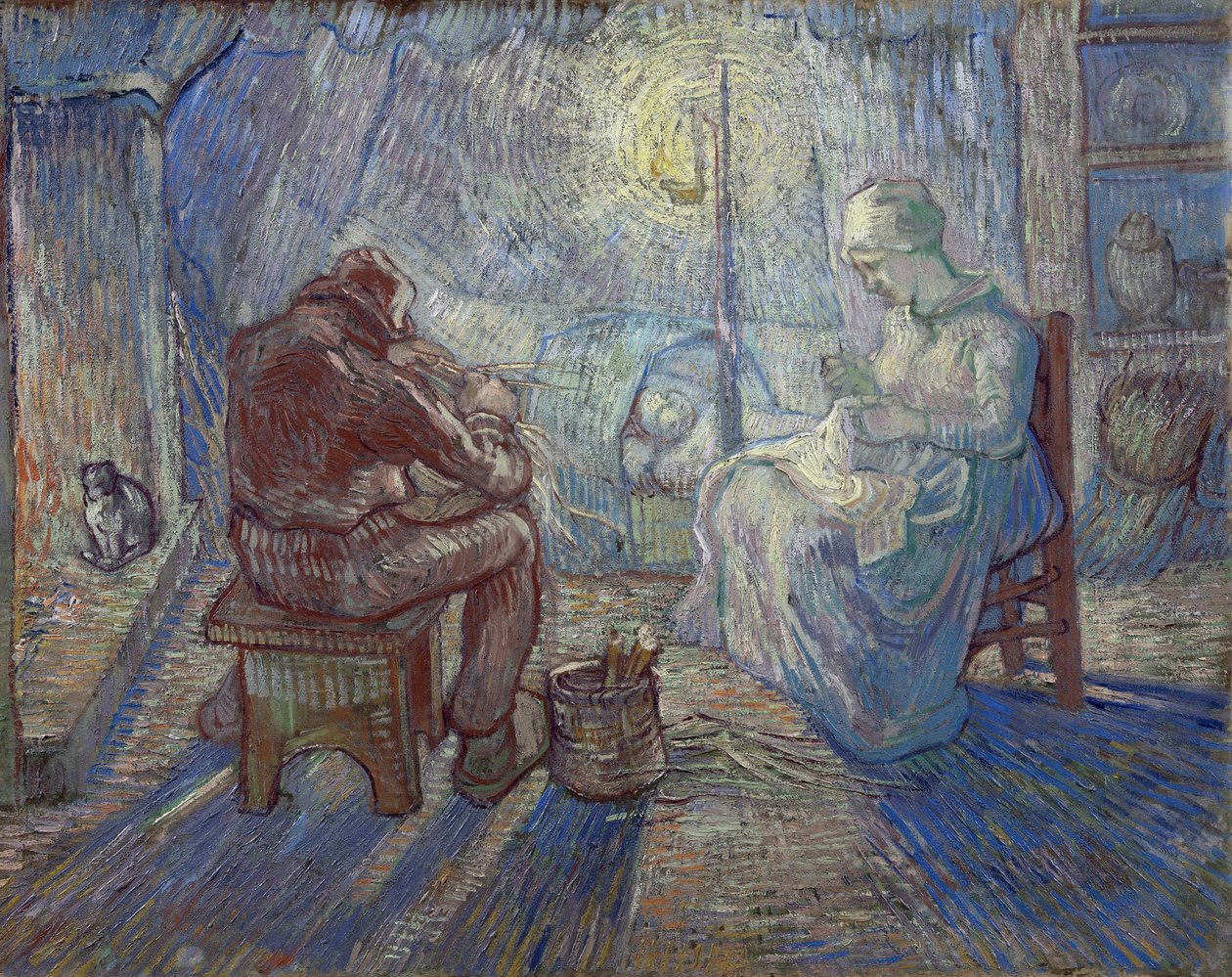 Nacht - Bauernfamilie im Inneren von Vincent van Gogh