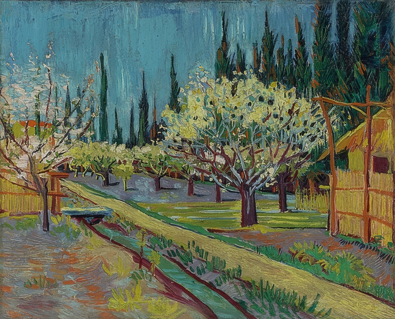 Obstgarten umgeben von Zypressen von Vincent van Gogh