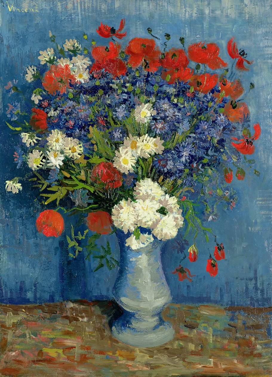 Stillleben: Vase mit Kornblumen und Mohnblumen, 1887 von Vincent van Gogh