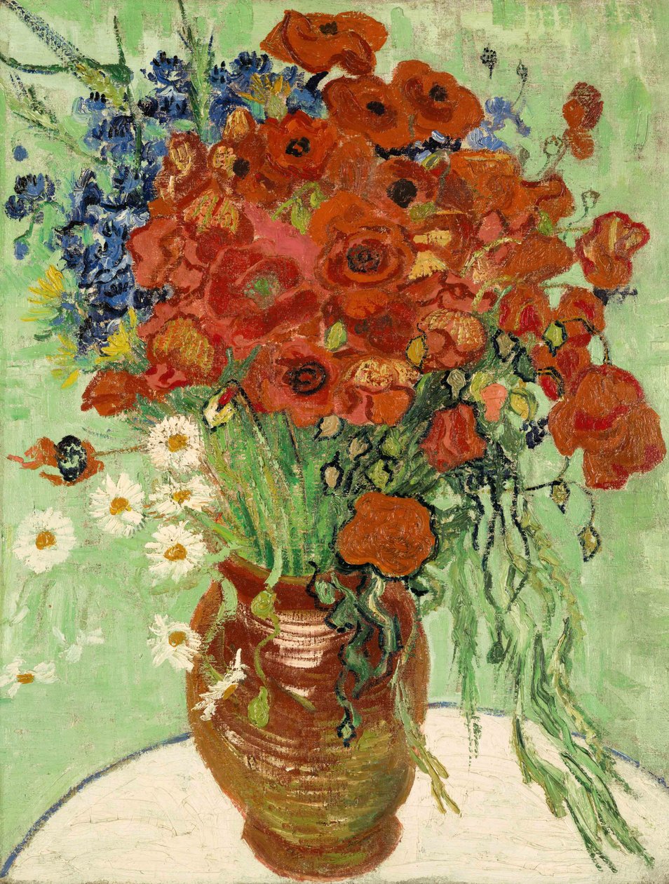 Stillleben, Vase mit Gänseblümchen und Mohnblumen von Vincent van Gogh
