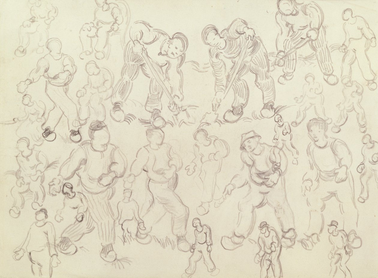 Studien von Bauern bei der Arbeit, Sämänner und Gräber von Vincent van Gogh