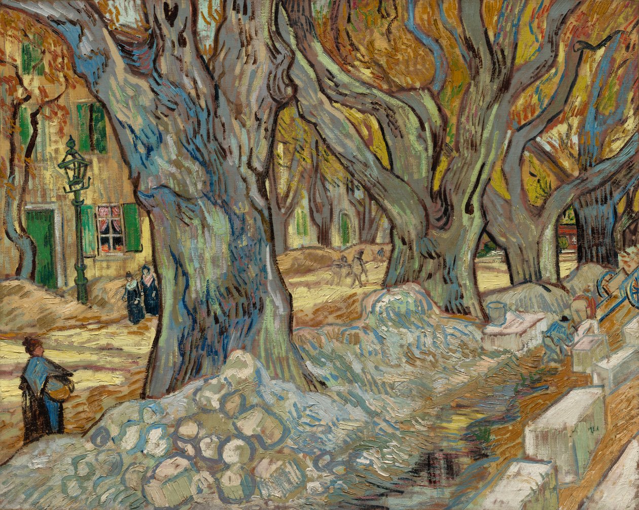 Die großen Platanen (Straßenarbeiter in Saint-Rémy) von Vincent van Gogh