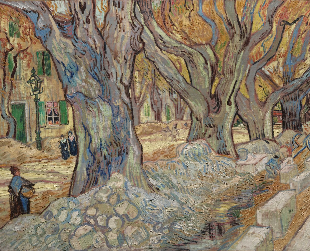 Die großen Platanen oder Straßenarbeiter in Saint-Rémy, 1889 von Vincent van Gogh